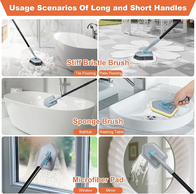 Long Handled Scrub Brush for Shower, 3-in-1 Cleaning Brushes - Image 5