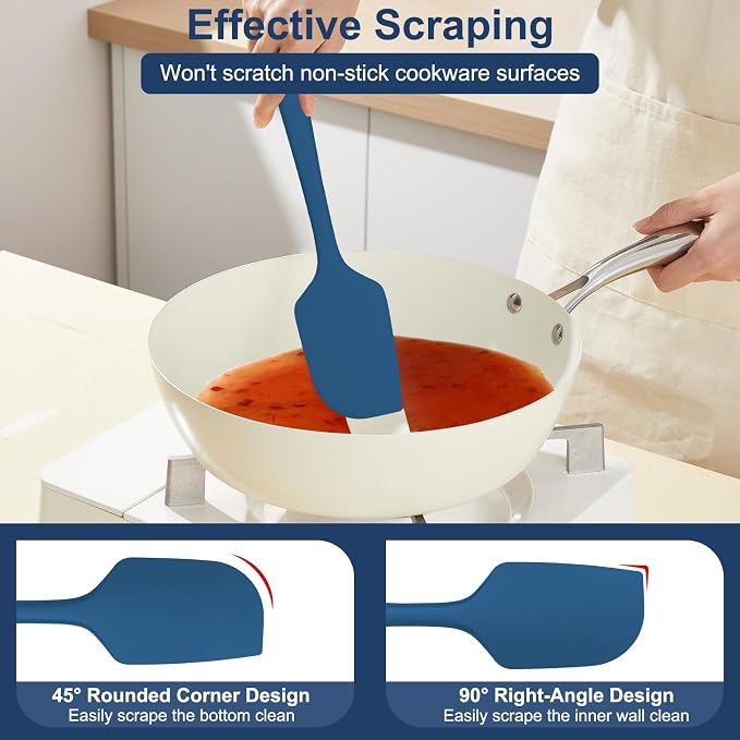 4 Pcs Silicone Spatula Set, 11.4 In, 600°F Heat Resistant Rubber Spatulas - Image 4
