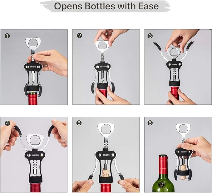 Beneno Wine Opener with Stainless Steel Wine Foil Cutter - Image 6