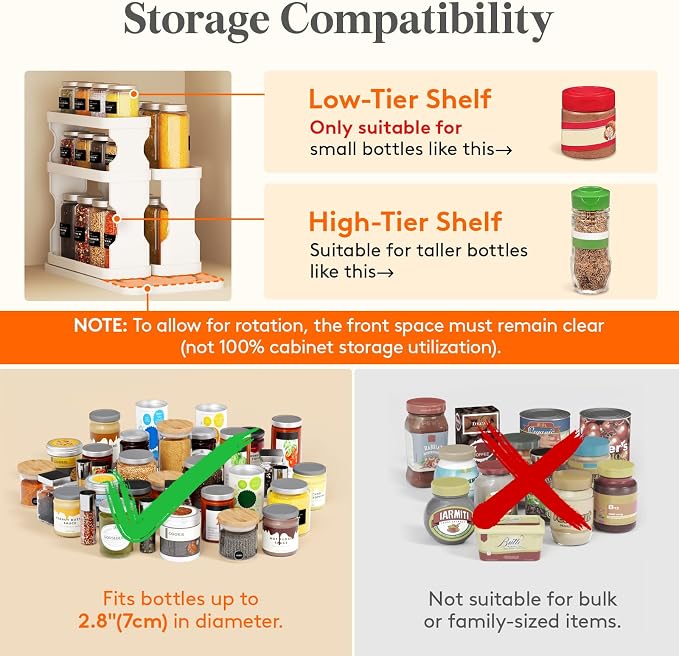 Lifewit Sliding Spice Rack for Cabinets, 6.4"H x 11.1"D x 6.1"W Slide Out Swive - Image 7