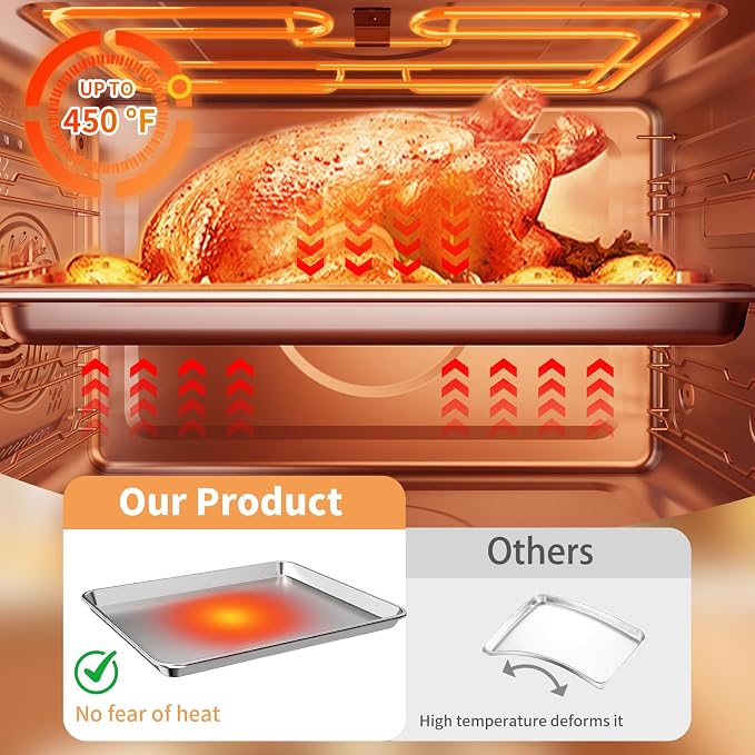 Baking Sheet Set of 3, Stainless Steel Cookie Sheets Baking Sheet Pan, - Image 5