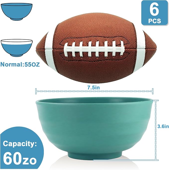Wheat Straw Large Bowls 60 OZ, Popcorn bowl Bowls Set of 6, Unbreakable and - Image 2