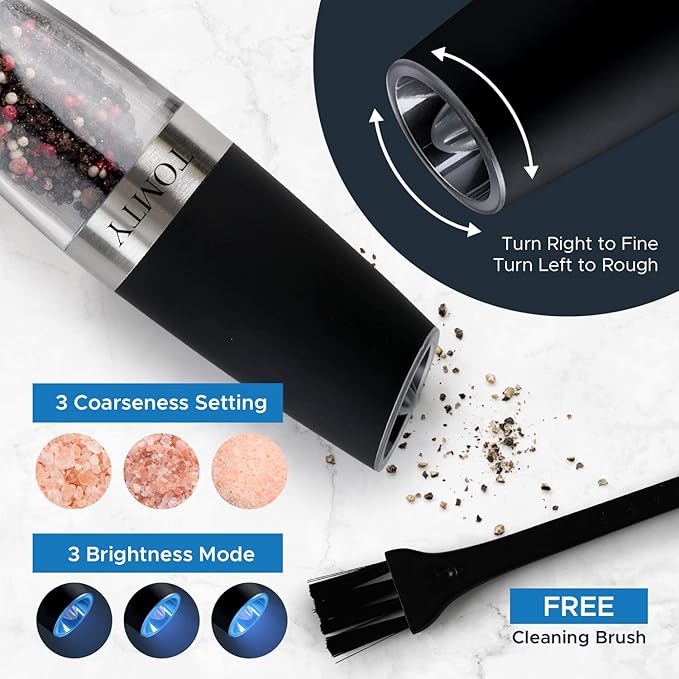 Gravity Electric Salt and Pepper Grinder Set White Elephant Gifts - Image 5