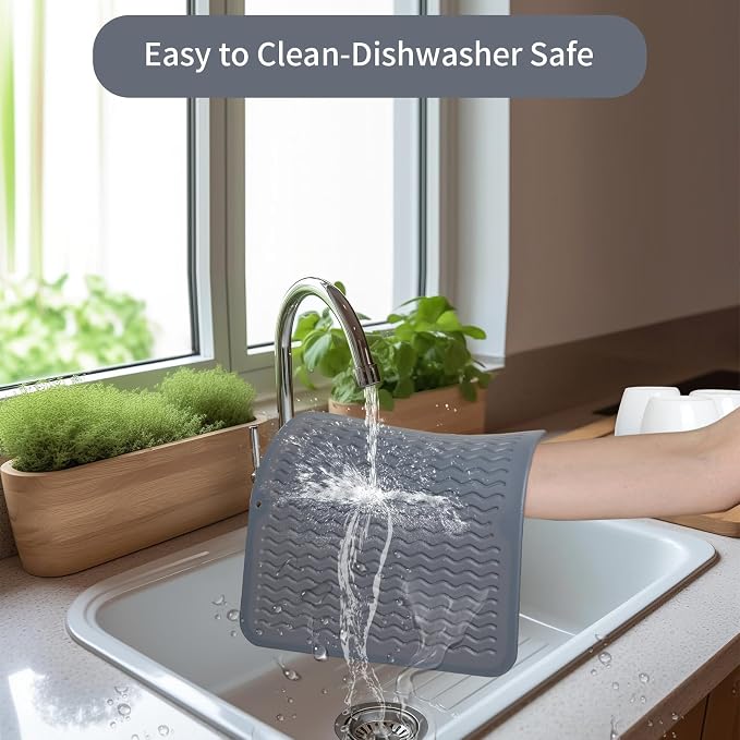 ZLR 2 Pcs Silicone Dish Drying Mat 12" x 12" Square - Image 4