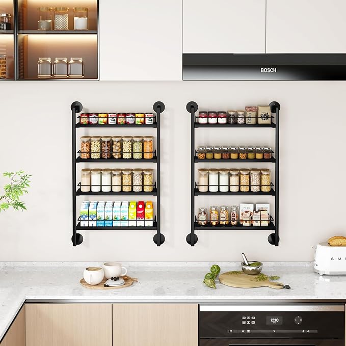 IBUYKE Spice Rack Wall Mount, 4 Tier Hanging Seasoning Organizer, Spice Rack - Image 3