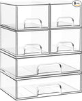 Criusia Stackable Storage Drawers, 6 Pack Clear Plastic Makeup & Bathroom by Criusia