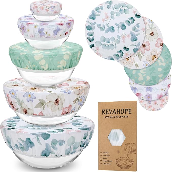 5-Size Reusable Beeswax Bowl Covers by Revahope
