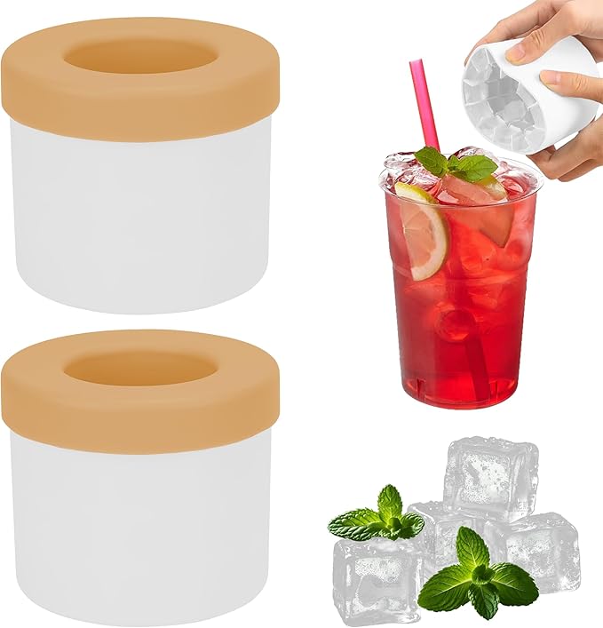 2 Pack Cylinder Silicone Ice Cube Molds, Easy-Release Ice Cube Trays by LUEXBOX