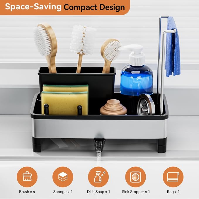 Laveshop Sponge Holder for Kitchen Sink, Rustproof Stainless Steel Sink Caddy - Image 2