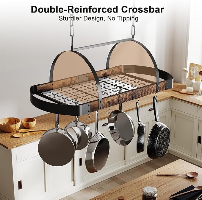 Hanging Pot Rack, 32-Inch Ceiling Pot Rack - Image 4
