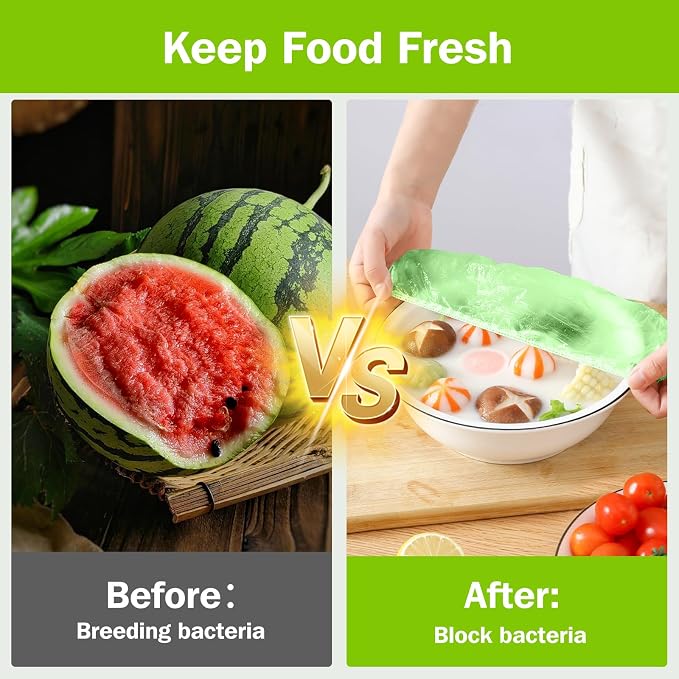 Mwellewm Plastic Bowl Covers Elastic Reusable Food Storage Stretch Saran Wrap - Image 7