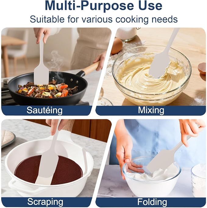4 Pcs Silicone Spatula Set, 11.4 In, 600°F Heat Resistant Rubber Spatulas - Image 6