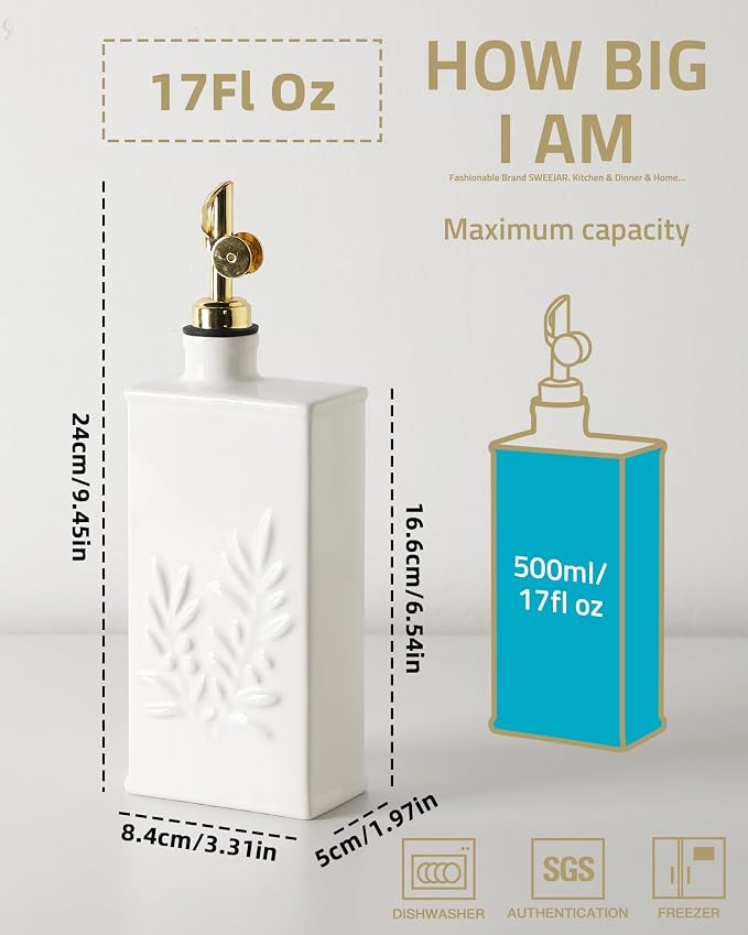 Sweejar Ceramic Olive Oil Dispenser Bottle - Image 2
