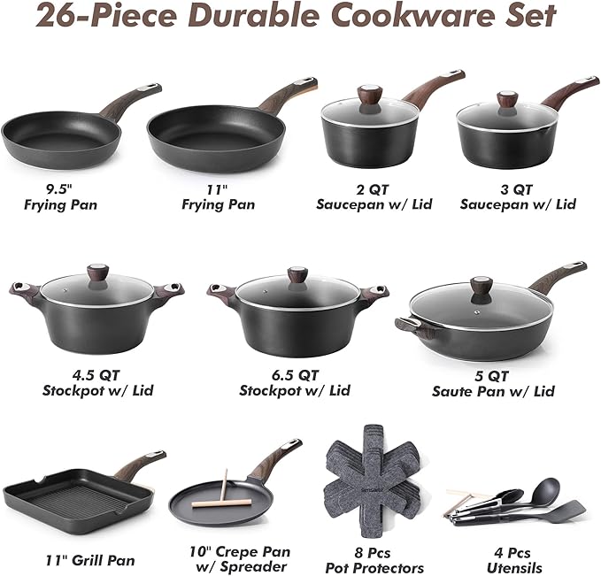SENSARTE Pots and Pans Set Non stick, Non toxic Healthy Induction Cookware Sets - Image 3