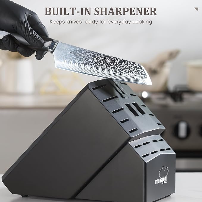 Amorston 22 Pieces Knife Set, Laser Engraved High Carbon Stainless Steel Knife - Image 6