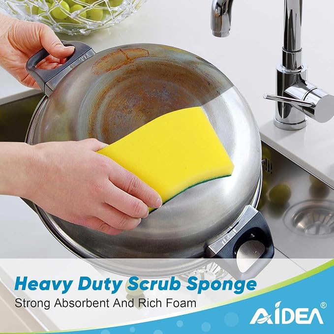 AIDEA Sponges Kitchen, XL Heavy Duty Dish Sponge, Cleaning Dish Scrubber Sponge - Image 6