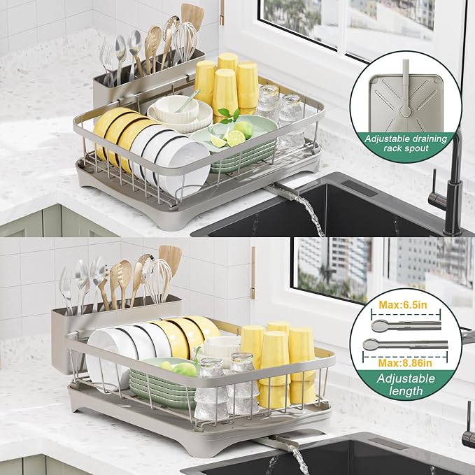 LIYI Dish Drying Rack, Adjustable Spout Design, Kitchen Dish Racks, Made of - Image 3