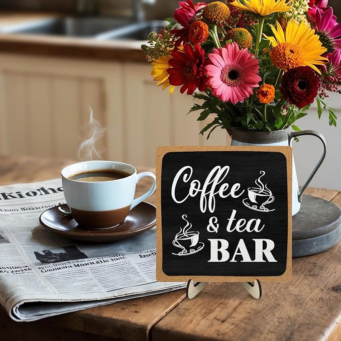 Coffee Bar Decor Sign, Rustic Wooden Plaque Coffee Sign - Image 7