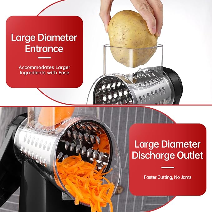 Rotary Cheese Grater with 4 Blades, Hand Crank Cheese Grater with Waffle Slicer - Image 4