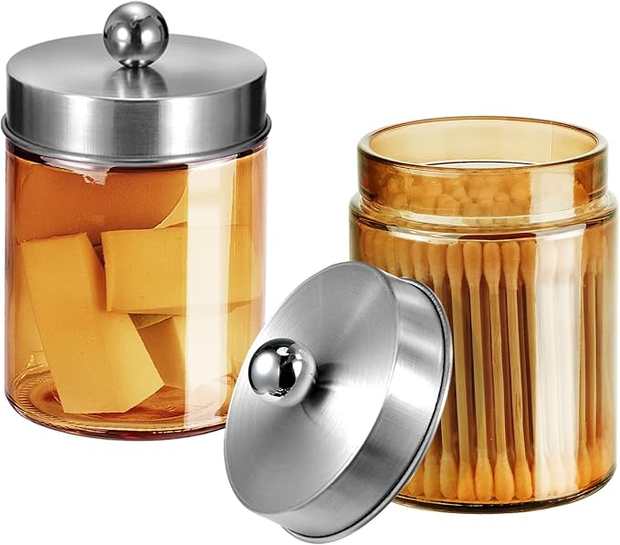 3 Pack Apothecary Jar Canisters Bathroom Vanity Organizer - Image 2