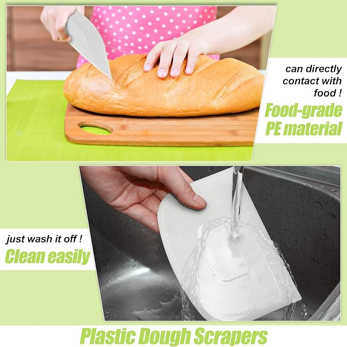 Queekay 4 Pcs Plastic Dough Scraper Flexible Dough Cutter Bench Scraper - Image 4