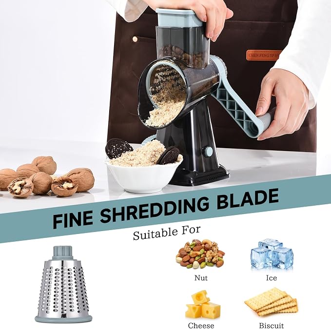 Rotary Cheese Grater with Handle Kitchen Shredder Slicer Grater Slicer Ice - Image 5