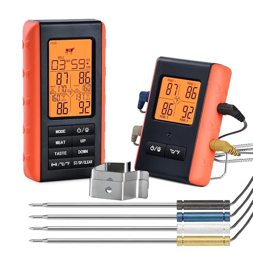Wireless Meat Thermometer for Grilling and Smoking, Food Thermometer for BBQ by VAUNO