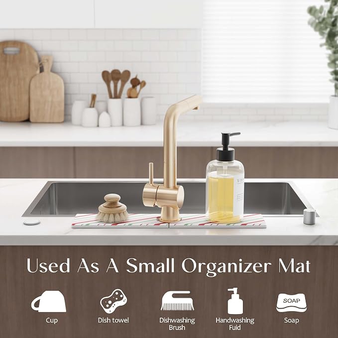 Stone Faucet Mat for Kitchen Sink, Diatomite Drying Stone Mat for Kitchen - Image 4