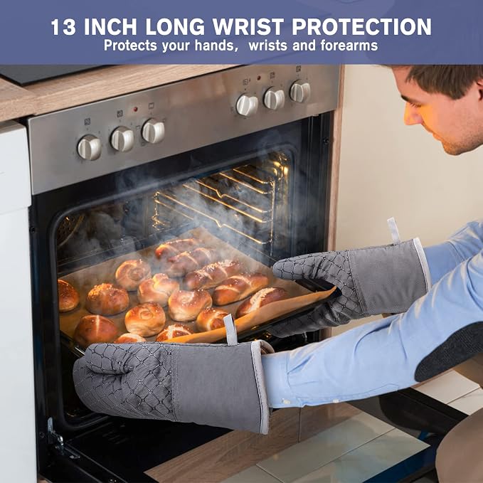 6 Pcs Oven Mitts and Pot Holders, 500℉ Heat Resistant Oven Mitts - Image 4