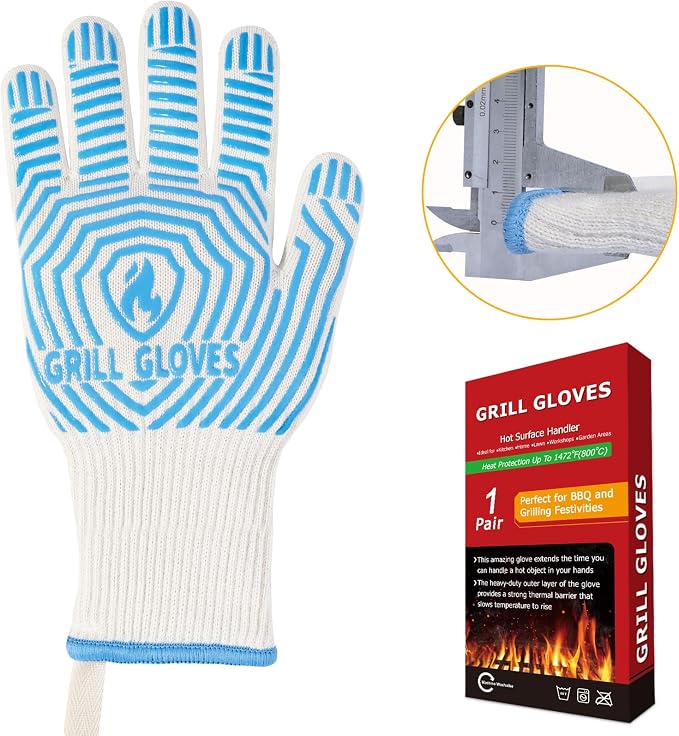 QUWIN BBQ Gloves, Oven Gloves 1472℉ Extreme Heat Resistant, Grilling Gloves - Image 3