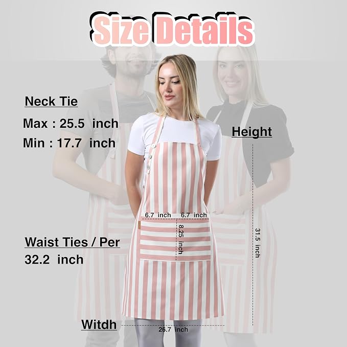 TOSHEX Kitchen Apron Waterdrop Resistant Cotton Apron - Image 6