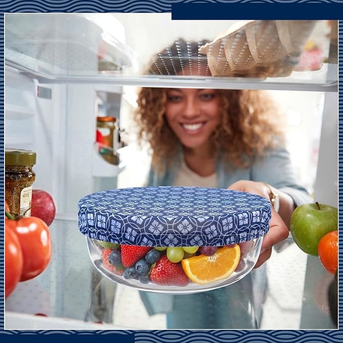 Patelai 10 Pcs Bowl Covers Reusable in 5 Size Stretch Cloth Fabric Elastic Food - Image 3