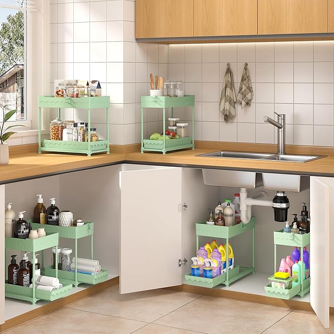 Sevenblue 3 Pack Under Sink Organizers, 2-Tier Multi-Use Kitchen and Bathroom - Image 3