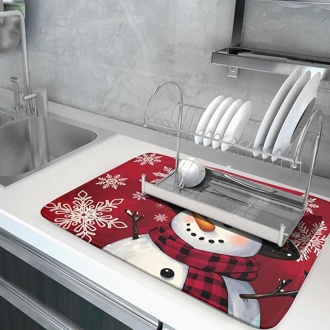 Christmas Snowman Dish Drying Mat - Image 5