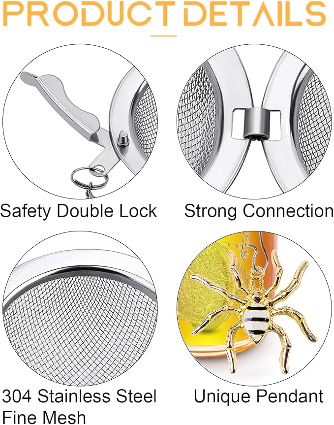 Tea Infuser 2 pcs TeaSanavie Tea Strainer Handmade Honey Bee & Spider Loose - Image 2