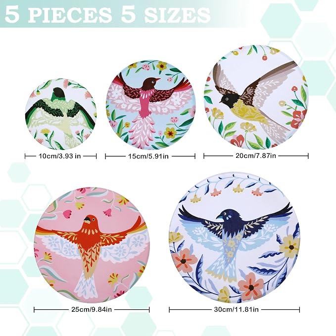 5-Size Reusable Beeswax Bowl Covers - Image 2