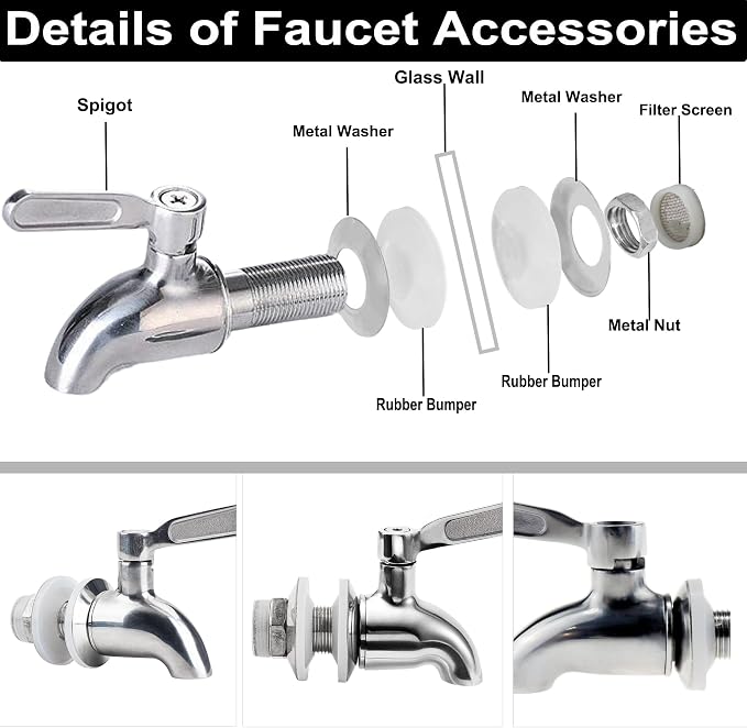 Lulonpon 1 Pieces Dispenser Faucets, Stainless Steel Spigot - Image 2