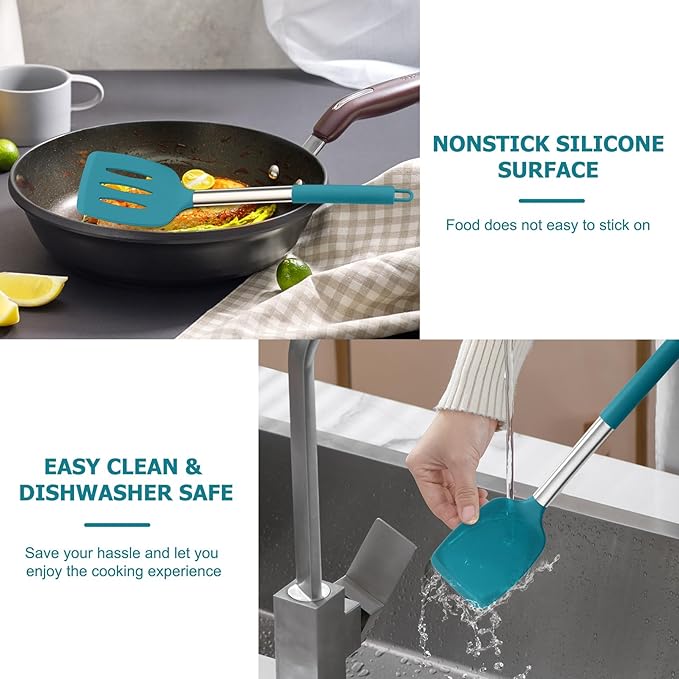 TeamFar Cooking Utensils Set, for Non-stick Cookware Flipping Frying Draining - Image 6