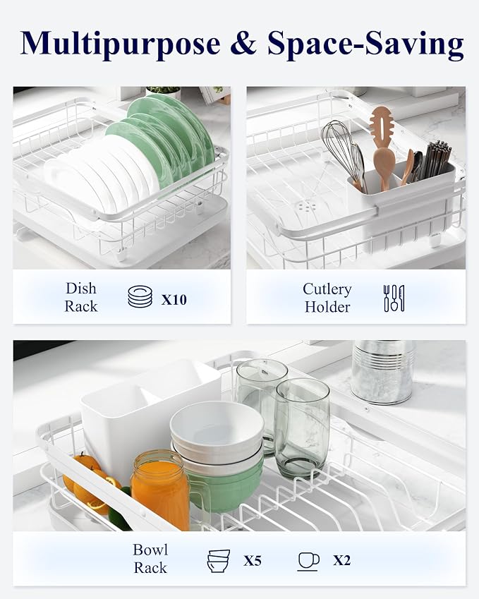 Kitsure Dish Drying Rack for Kitchen Counter, Stainless Steel Sink Organization - Image 3