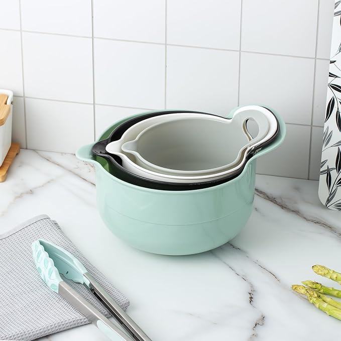 COOK WITH COLOR Nesting Plastic Mixing Bowl Set with Pour Spouts and Handles - Image 2