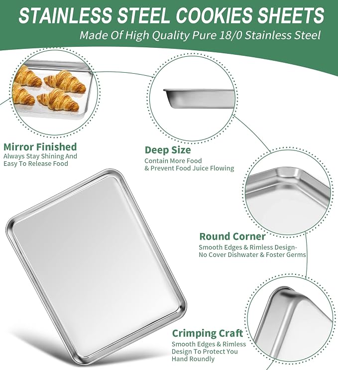 Baking Sheets Set of 2, HKJ Chef Cookie Sheets 2 Pieces & Stainless Steel - Image 3