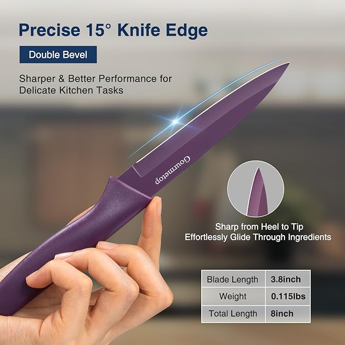 Gourmetop Paring Knife with Cover, Paring Knives Set of 4, 3.8" Paring Knife - Image 2