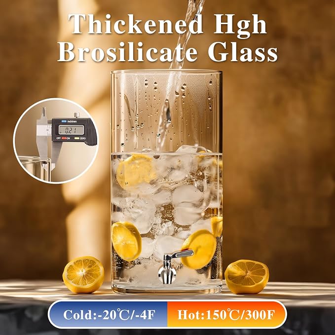 Beverage Dispenser 2.9 Gallon, Glass Drink Dispenser - Image 5