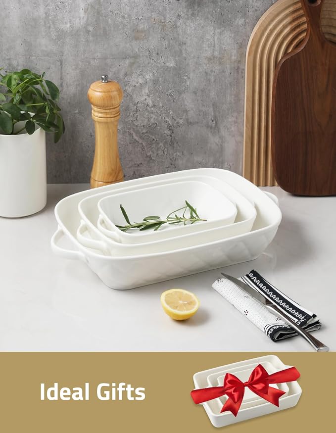 Sweejar Casserole Dishes for Oven, Baking Dish Set of 3, Ceramic Bakeware Set - Image 6