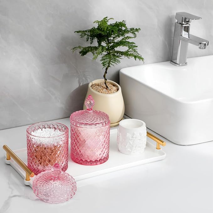 rejomiik 2 Pack Qtip Holder Glass Apothecary Jars - Image 2
