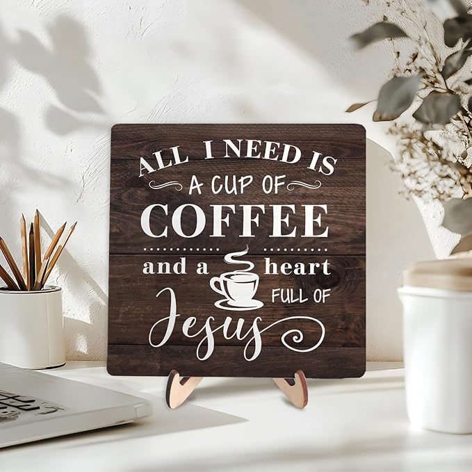 Coffee Bar Sign Plaque Decor-A Heart Full of Jesus, Cafe Bar Accessories - Image 3