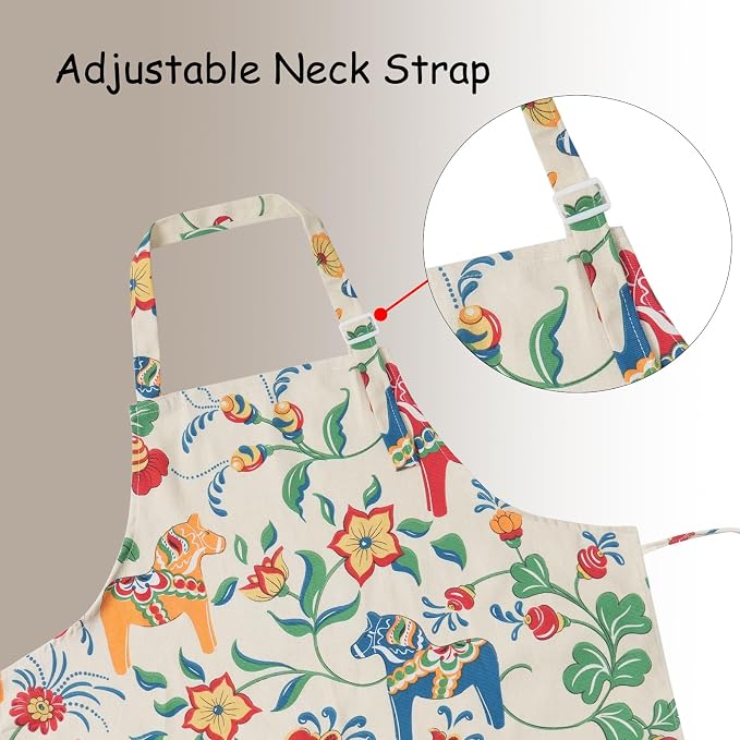 DILLMAN Aprons for Women with Pockets Cotton Linen Cooking Kitchen Baking Soft - Image 7