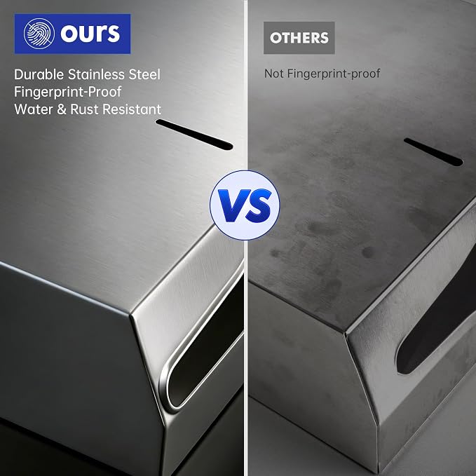 Paper Towel Dispenser Wall Mount, Keyless Magnetic Closure, Brushed Stainless - Image 5