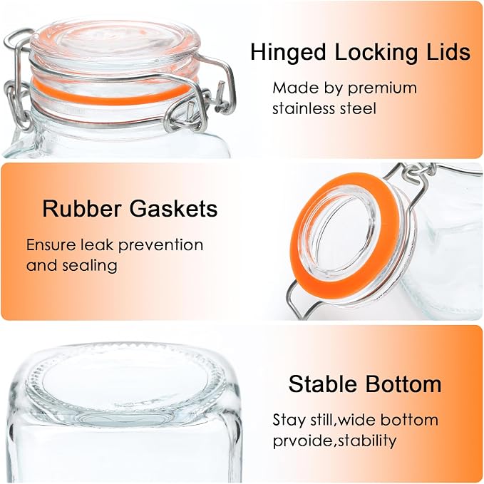 Encheng 4 oz Glass Jars With Airtight Lids And Leak Proof Rubber Gasket - Image 3