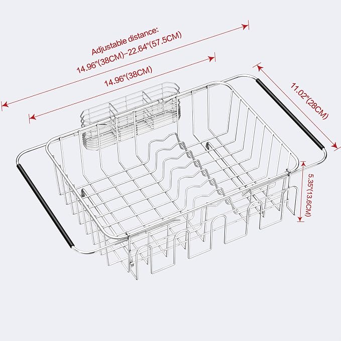 Fanbsy Dish Drying Rack in Sink, Extendable Stainless Steel Dish Drainers - Image 2